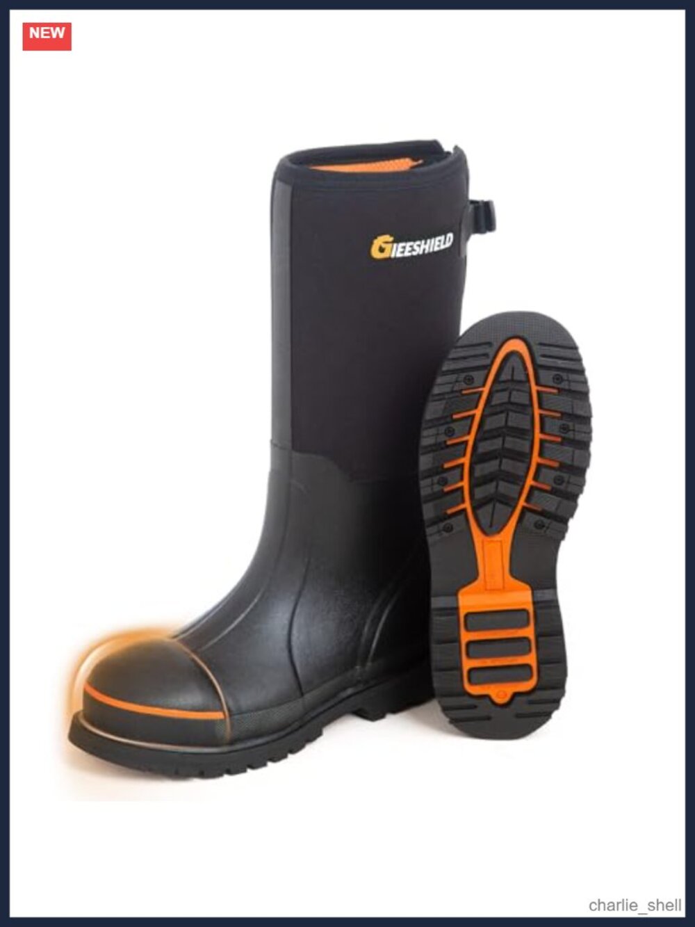 GIEESHIELD Men's Rubber Work Boots Steel Toe & Shank Waterproof Anti-Slip 6mm